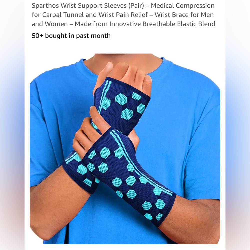 Sparthos Wrist Support Sleeves (Pair) – Medical Compression for Carpal Tunnel